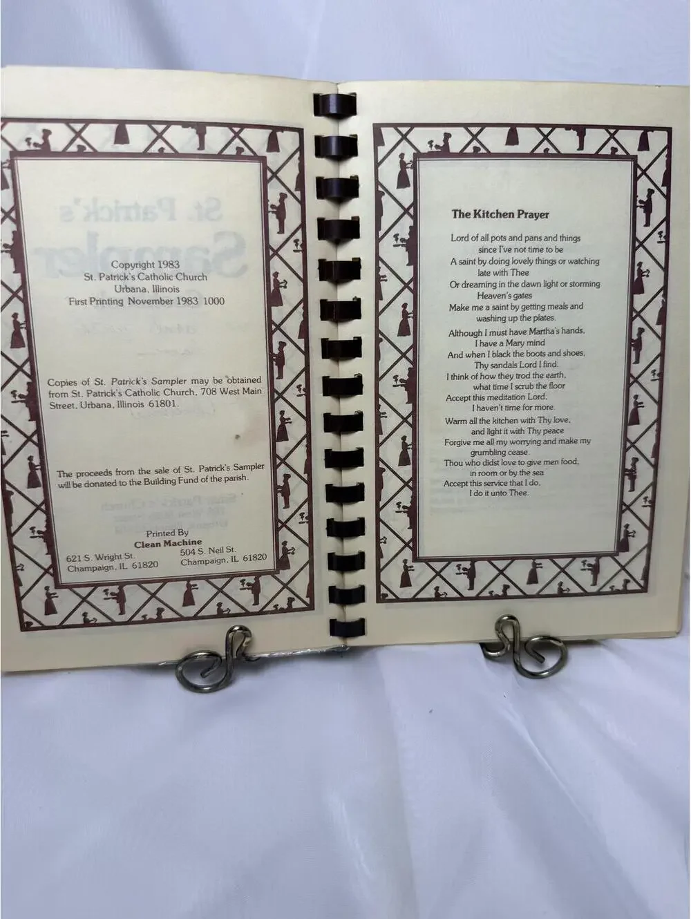 1983 St. Patrick’s Sampler Cookbook Urbana IL Church Community Recipes Spiral